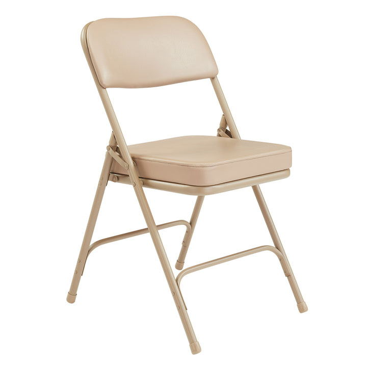 NPS 3200 Series 2" Cusion Vinyl Upholstered Office Folding Chair, Beige, 2 Pack - VMInnovations