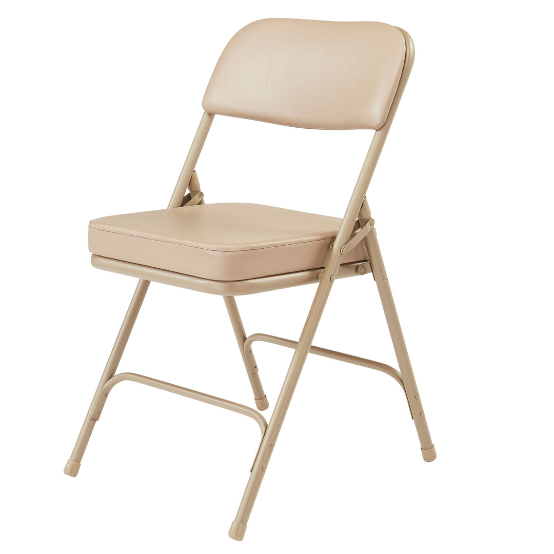 NPS 3200 Series 2" Cusion Vinyl Upholstered Office Folding Chair, Beige, 2 Pack - VMInnovations