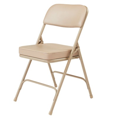 NPS 3200 Series 2" Cusion Vinyl Upholstered Office Folding Chair, Beige, 2 Pack - VMInnovations