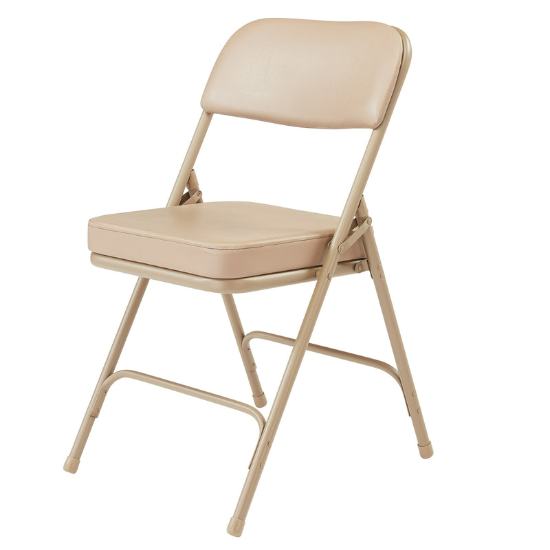 NPS 3200 Series 2" Cusion Vinyl Office Folding Chair, Beige, 2 Pack (Open Box)