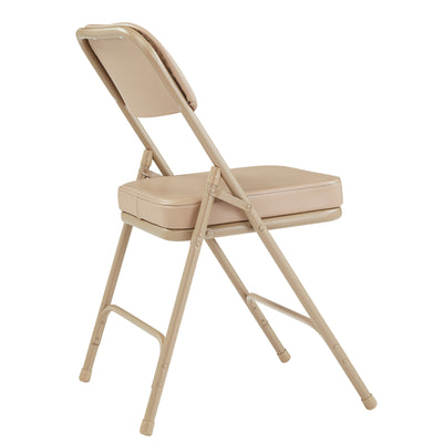 NPS 3200 Series 2" Cusion Vinyl Office Folding Chair, Beige, 2 Pack (Open Box)