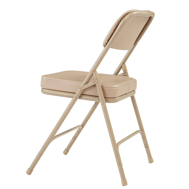 NPS 3200 Series 2" Cusion Vinyl Office Folding Chair, Beige, 2 Pack (Open Box)