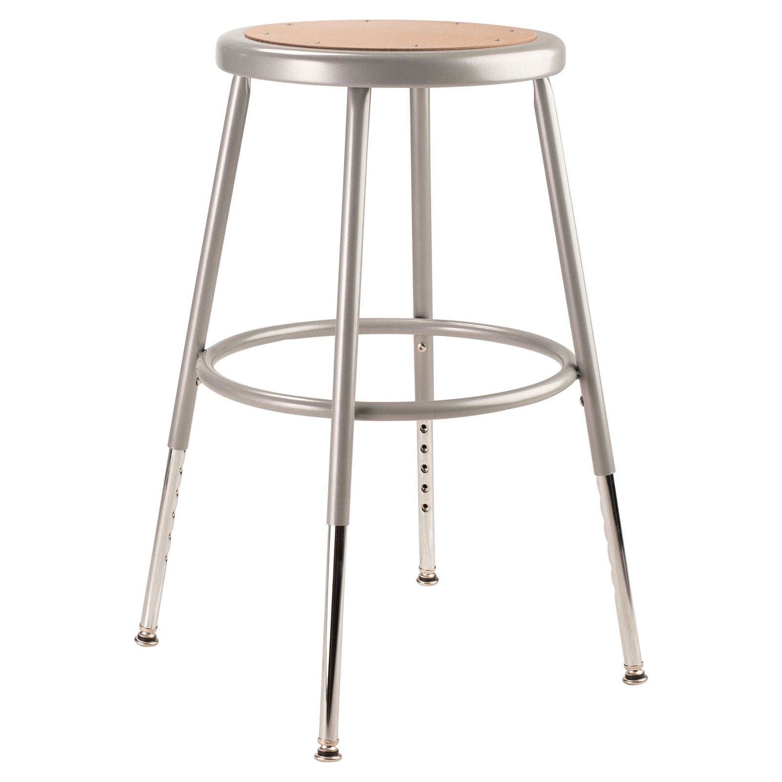 National Public Seating 18" Adjustable Height Steel Stool, Grey (Open Box) - VMInnovations