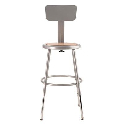 National Public Seating 6200 Series 18 Inch Adjustable Stool with Backrest, Grey