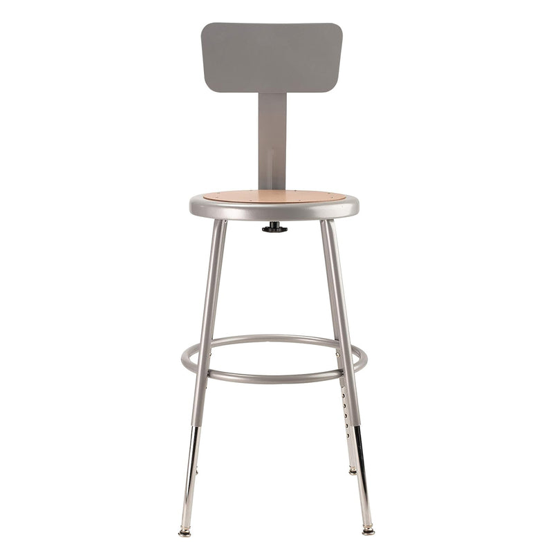 National Public Seating 18" Adjustable Stool w/Backrest, Grey (Open Box)