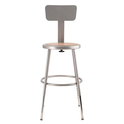 National Public Seating 6200 Series 18" Adjustable Stool w/Backrest, Grey (Used)