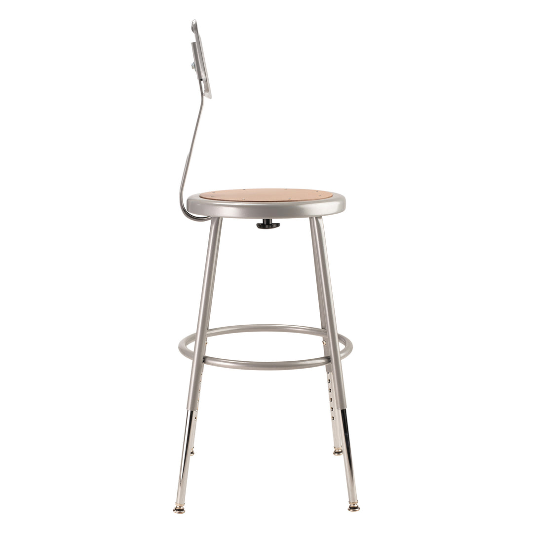 National Public Seating 6200 Series 18" Adjustable Stool w/Backrest, Grey (Used) - VMInnovations