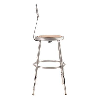 National Public Seating 6200 Series 18 Inch Adjustable Stool with Backrest, Grey