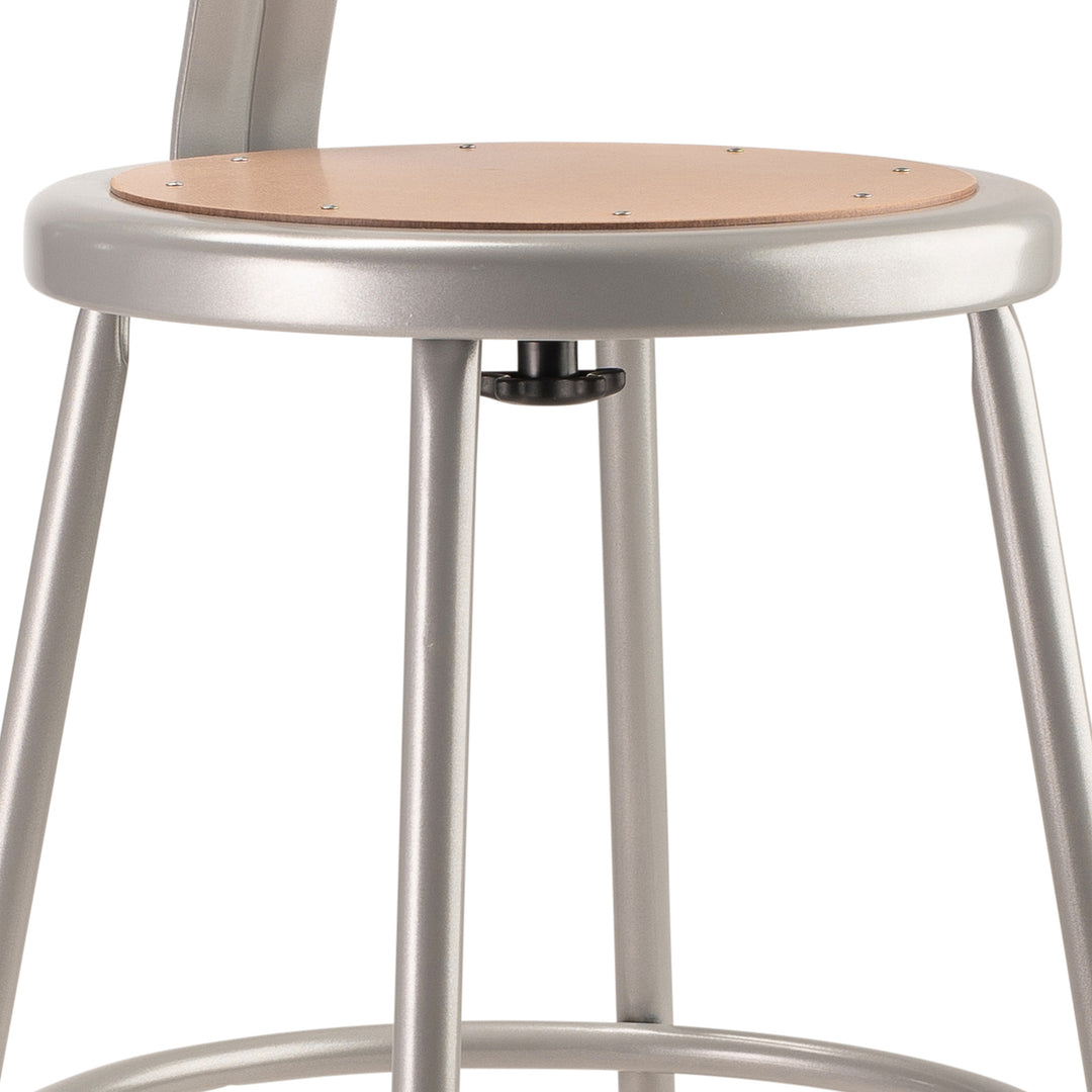 National Public Seating 6200 Series 18 Inch Adjustable Stool with Backrest, Grey