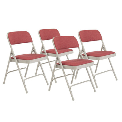 NPS 2200 Series 2" Cushion Fabric Upholstered Folding Chair, Cabernet, 4 Pack - VMInnovations