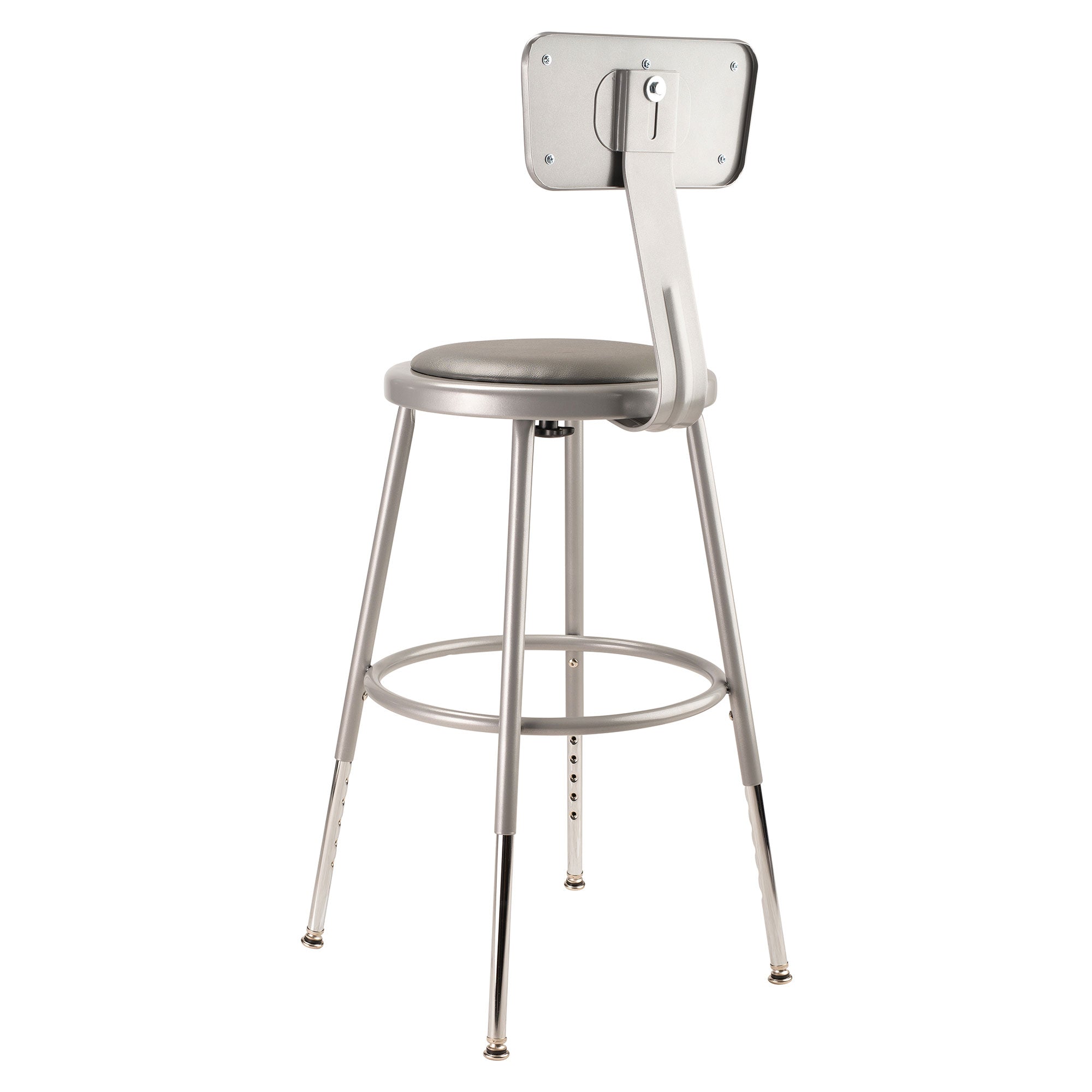 National Public Seating 18 Inch Adjustable Stool with Backrest, Grey (Used) - VMInnovations
