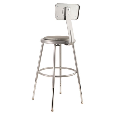 National Public Seating 18 Inch Adjustable Stool with Backrest, Grey (Used)