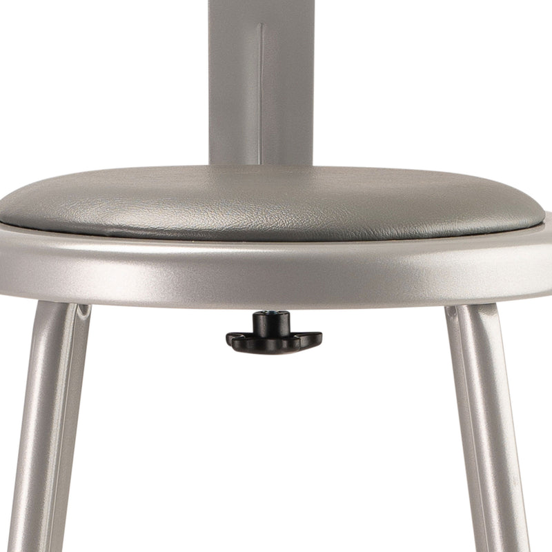 National Public Seating 18 Inch Adjustable Stool with Backrest, Grey (Used)