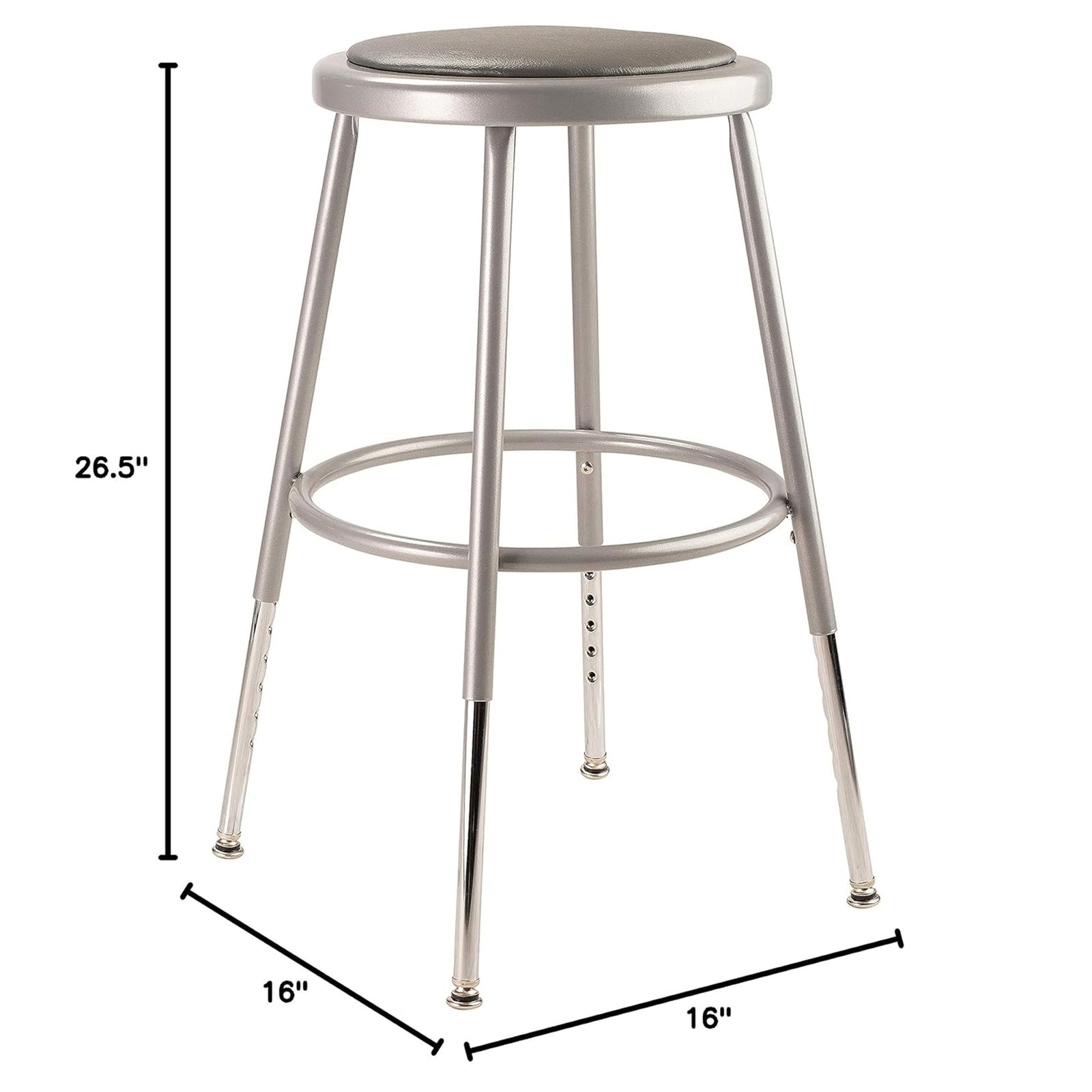 National Public Seating 6400 Series 18' Adjustable Height Steel Stool,Grey(Used) - VMInnovations