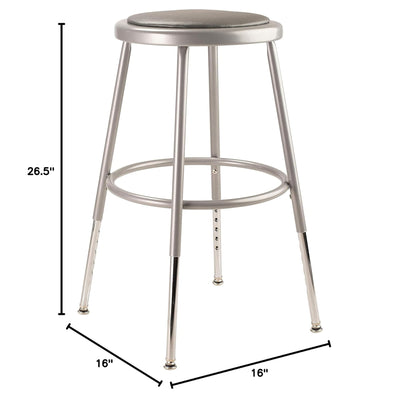 National Public Seating 6400 Series 18' Adjustable Height Steel Stool,Grey(Used)