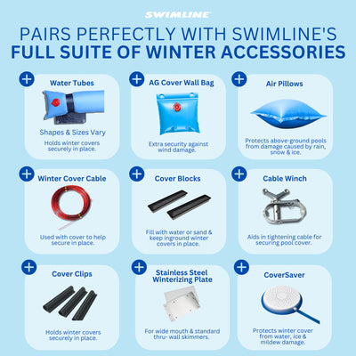Swimline 25 x 45 Foot Dark Blue Winter Rectangular Swimming Pool Cover (Used)