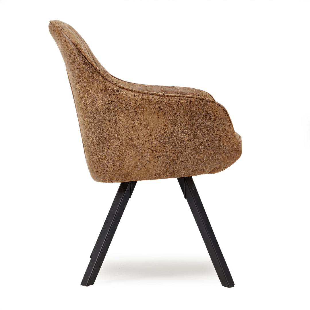 JOMEED Cushioned Swivel Armchair with Rubberwood Legs, Brown (Used)