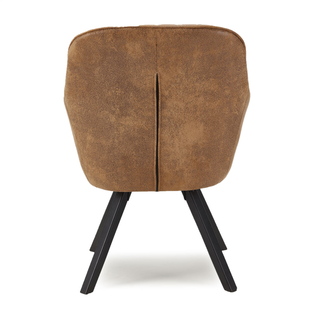 JOMEED Cushioned Swivel Armchair with Rubberwood Legs, Brown (Used)