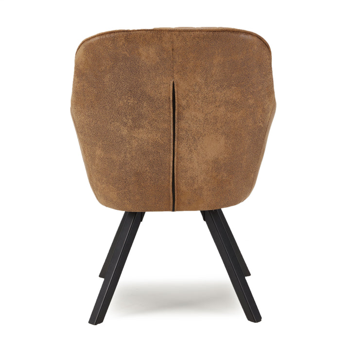 JOMEED Cushioned Swivel Armchair with Rubberwood Legs, Brown (Used)