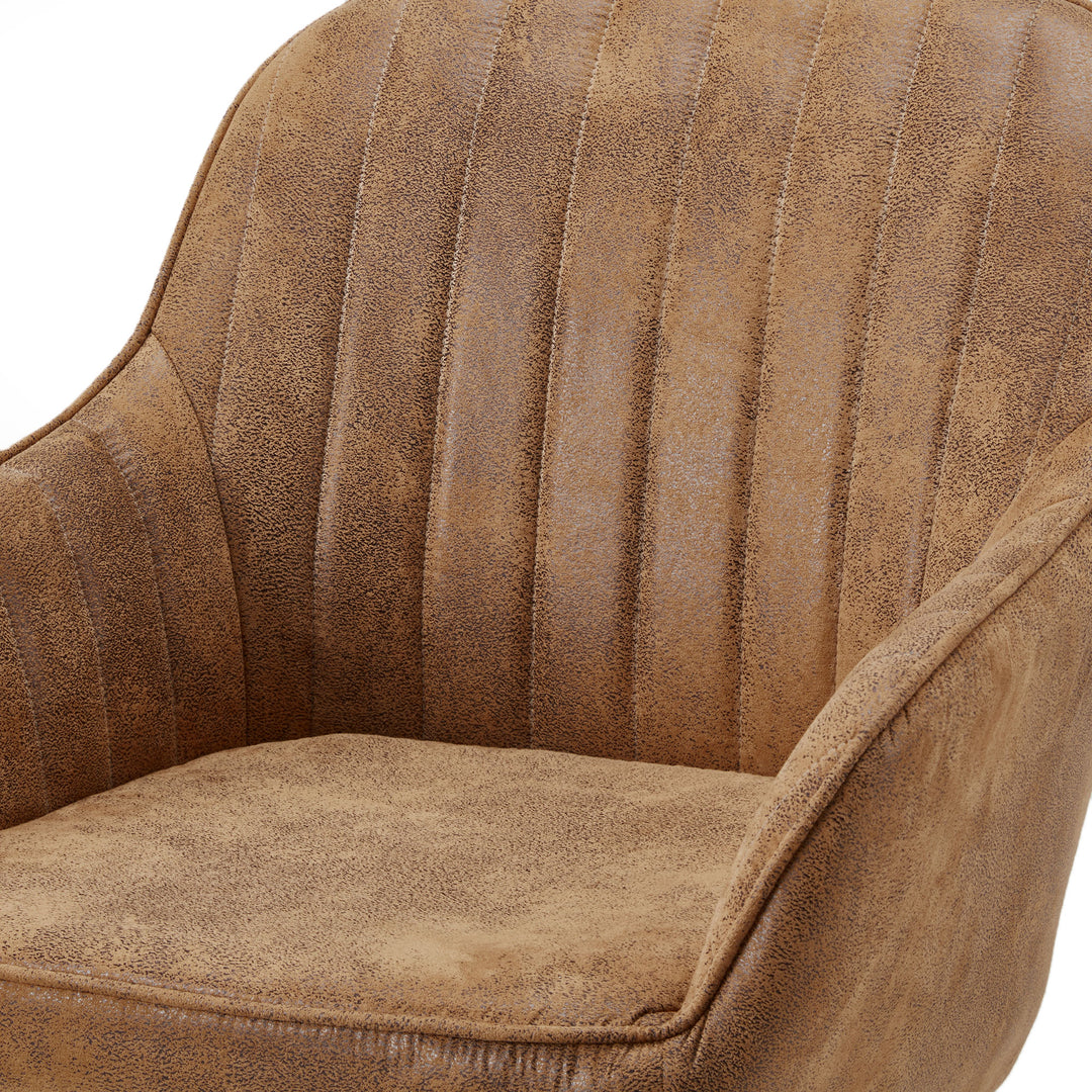 JOMEED Cushioned Swivel Armchair with Rubberwood Legs, Brown (Used)