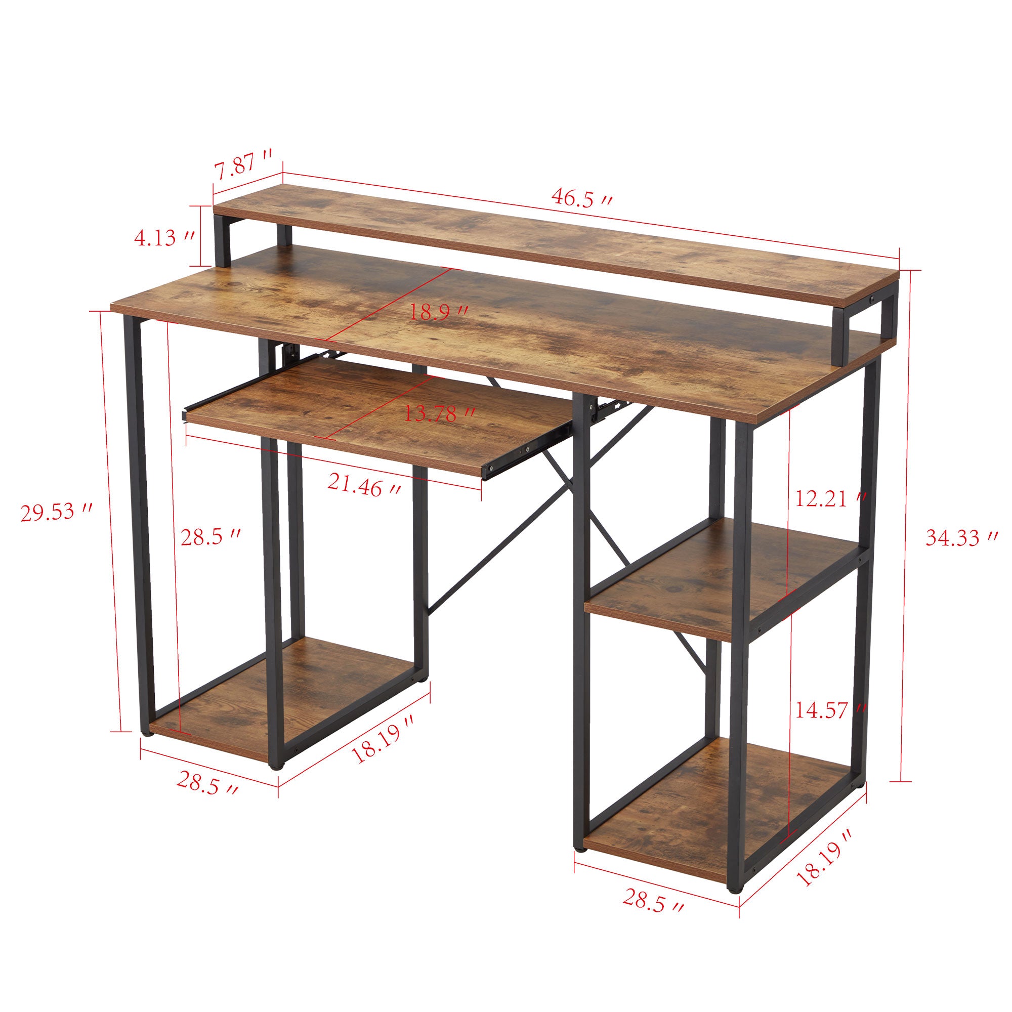JOMEED Computer Desk w/Monitor Shelf for At-Home Office, Brown/Black (Open Box) - VMInnovations