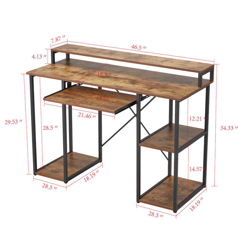 JOMEED Computer Desk w/Monitor Shelf for At-Home Office, Brown/Black (Open Box)