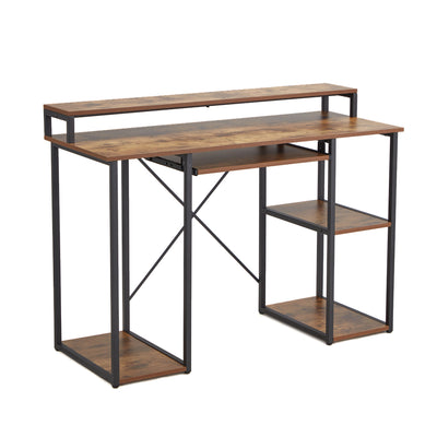 JOMEED Computer Desk w/Monitor Shelf for At-Home Office, Brown/Black (Open Box) - VMInnovations