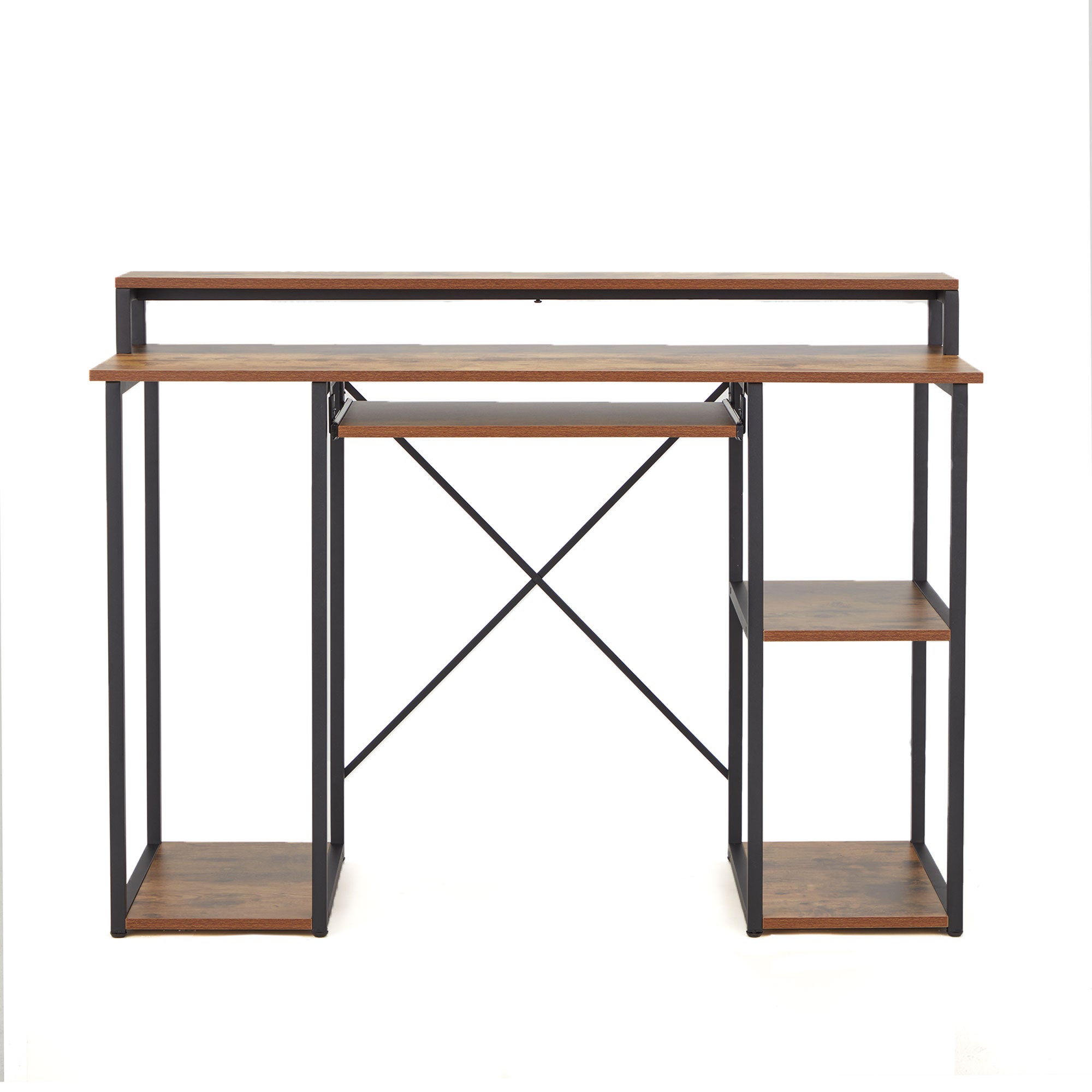 JOMEED Computer Desk w/Monitor Shelf for At-Home Office, Brown/Black (Open Box) - VMInnovations