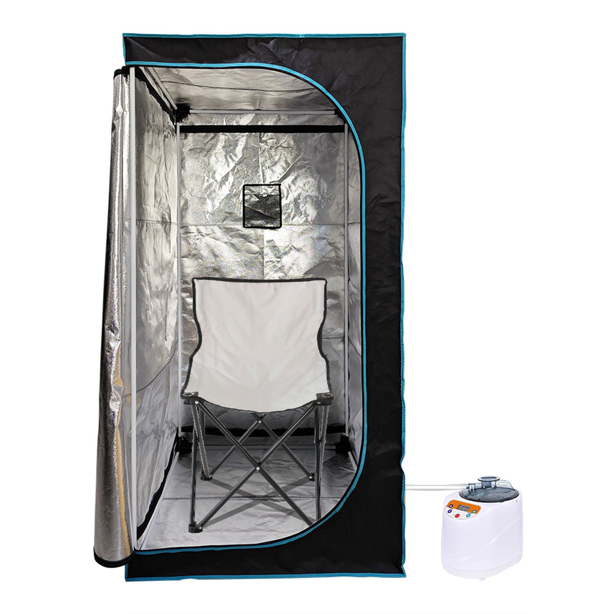 JOMEED 35 x 35 Inch Portable Zip Sauna with Chair for Home Relaxation, Black - VMInnovations