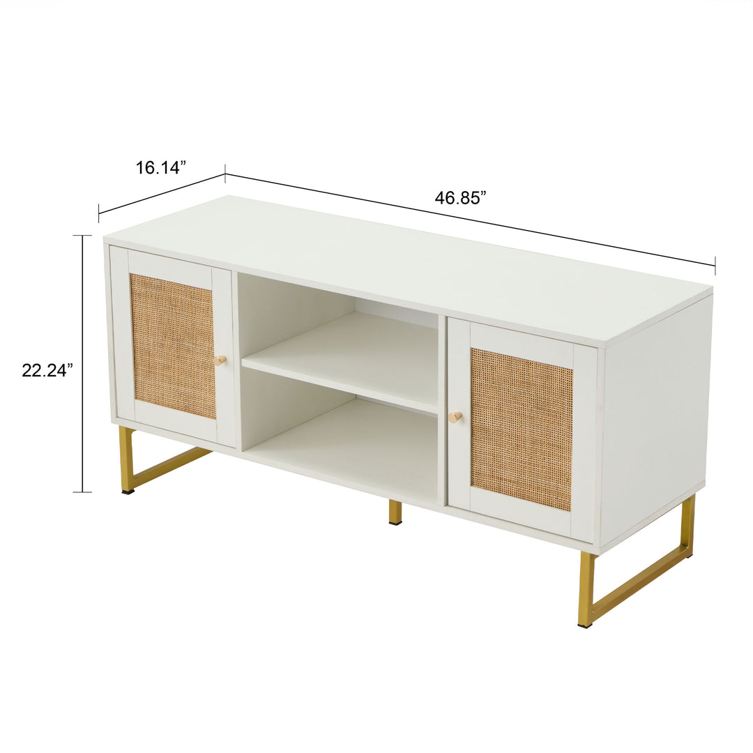 JOMEED TV Console Stand Table Storage Cabinet Media Entertainment Center, White