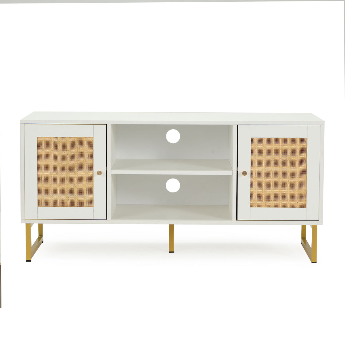 JOMEED TV Console Stand Table Storage Cabinet Media Center, White (For Parts) - VMInnovations