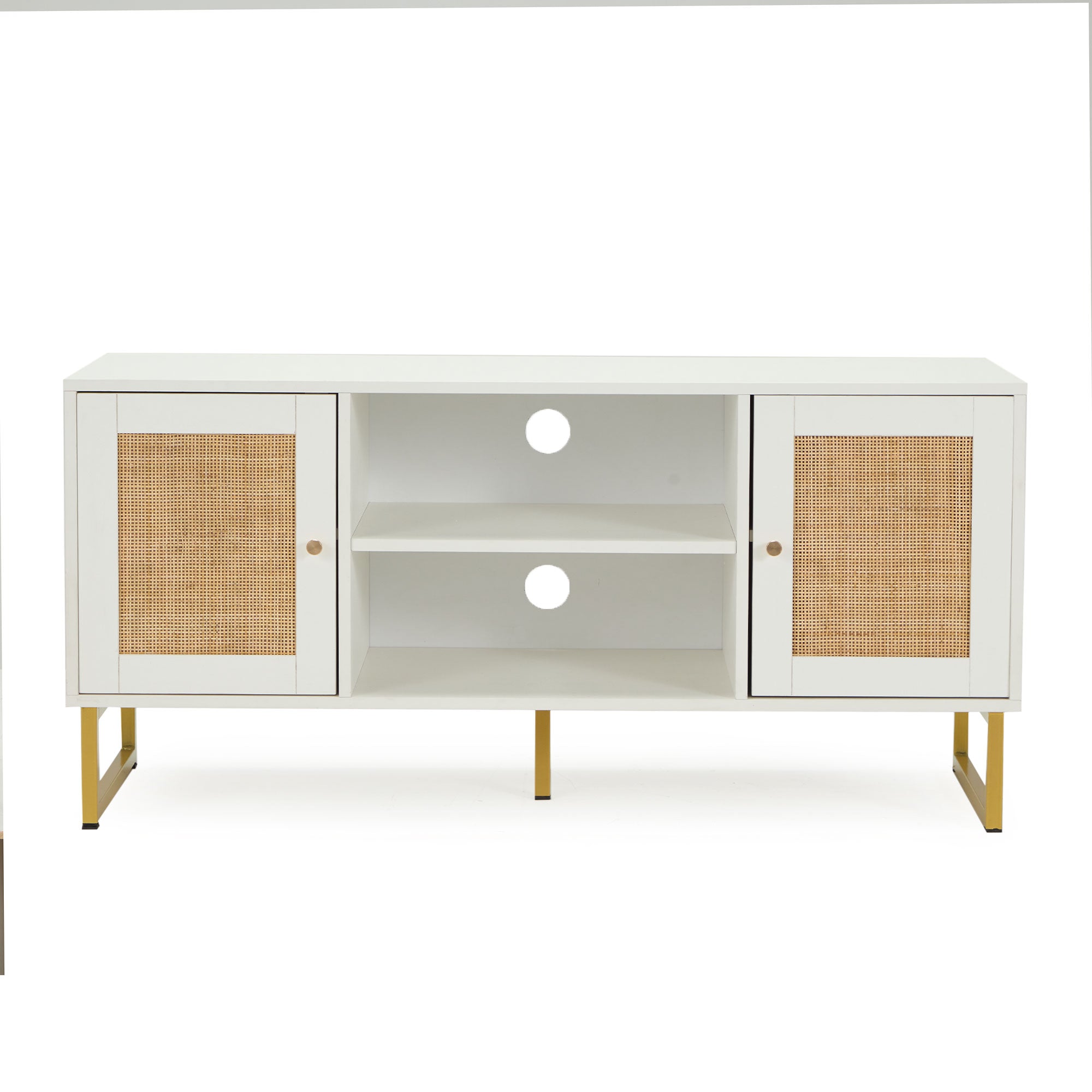 JOMEED TV Console Stand Table Cabinet Media Entertainment Center, White (Used) - VMInnovations