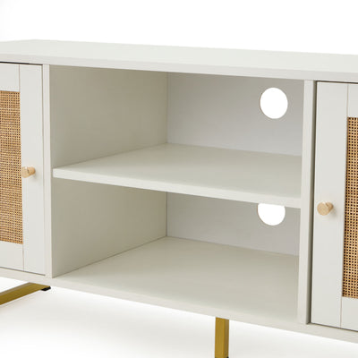 JOMEED TV Console Stand Table Cabinet Entertainment Center, White (Open Box) - VMInnovations