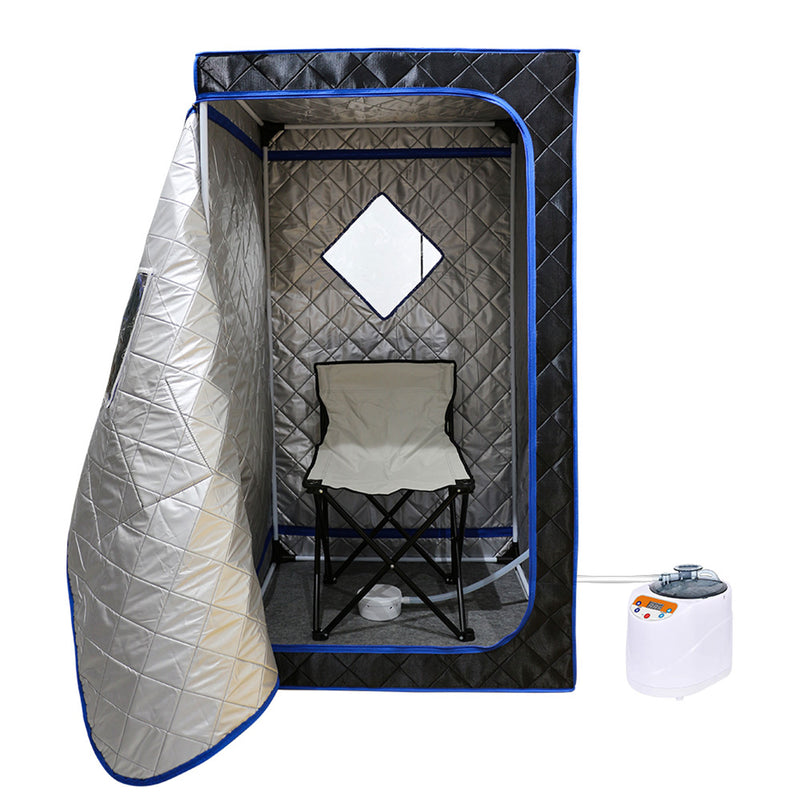 JOMEED 31x31 Inch Quilted Zip Sauna w/Chair for Home Relaxation, Black(Open Box)