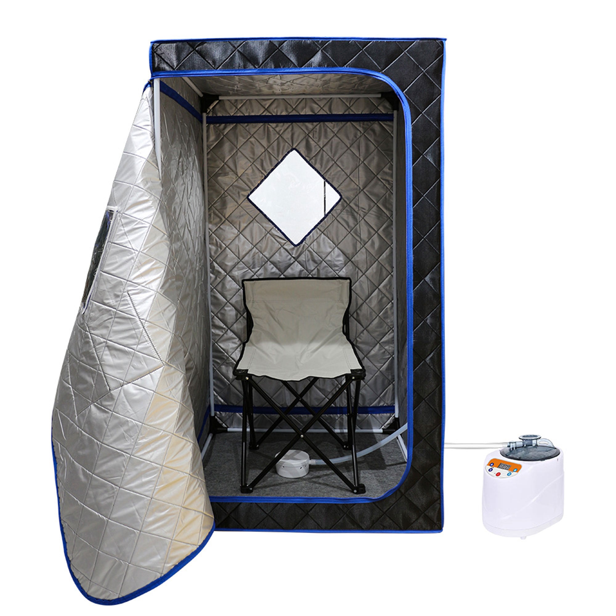 JOMEED 31x31 Inch Quilted Zip Sauna w/Chair for Home Relaxation, Black(Open Box) - VMInnovations
