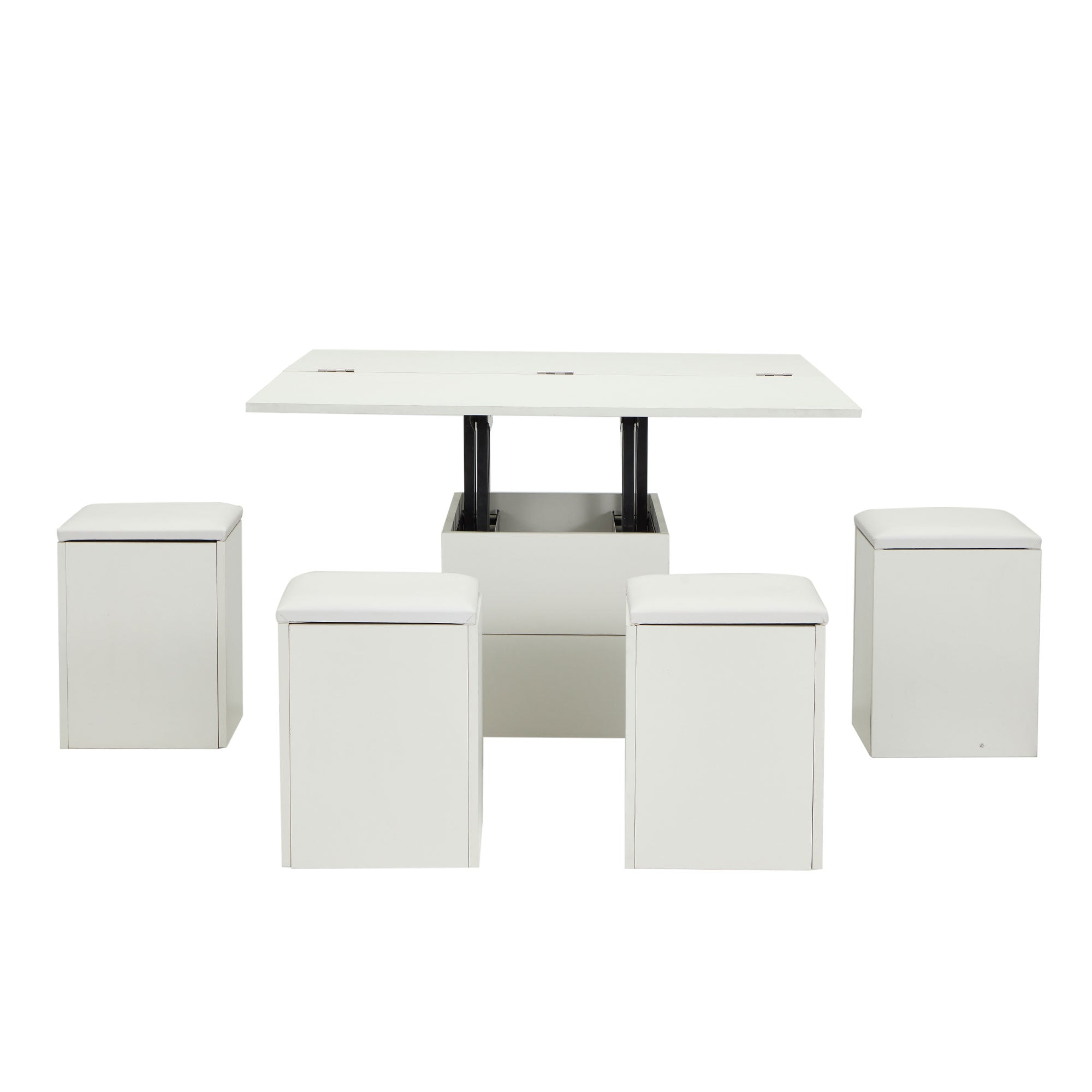 JOMEED Cushioned Seat Converts to Height Adjustable Table with Drawers, White - VMInnovations