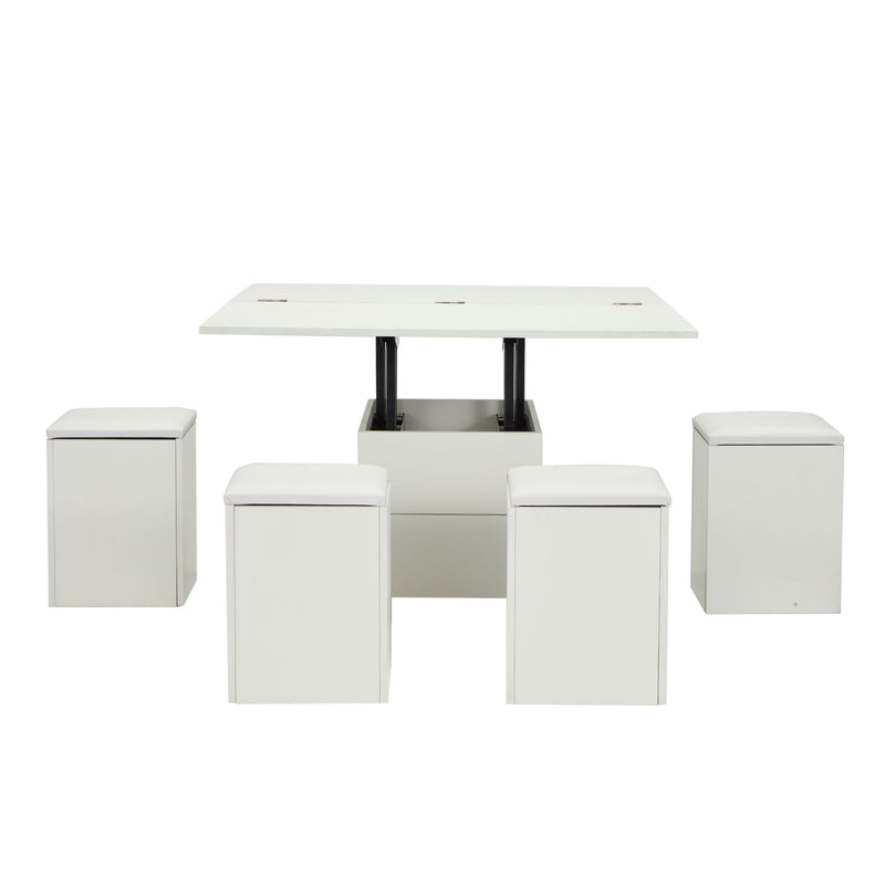 JOMEED Cushioned Seat Converts to Height Adjustable Table with Drawers, White