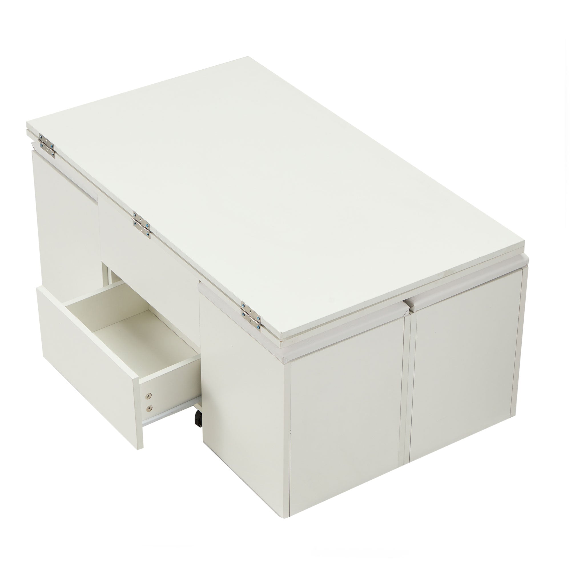 JOMEED Cushioned Seat Converts to Height Adjustable Table with Drawers, White - VMInnovations