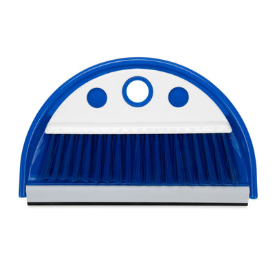 Camco Lightweight Portable Travel Dust Pan & Whisk Broom with Hanger Hole, Blue - VMInnovations