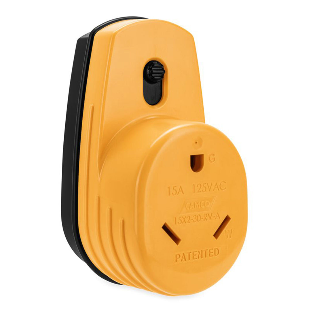 Camco 55225 Power Grip RV 125V Two Plug 15 Amp to Single 30 Amp Adapter (Used)