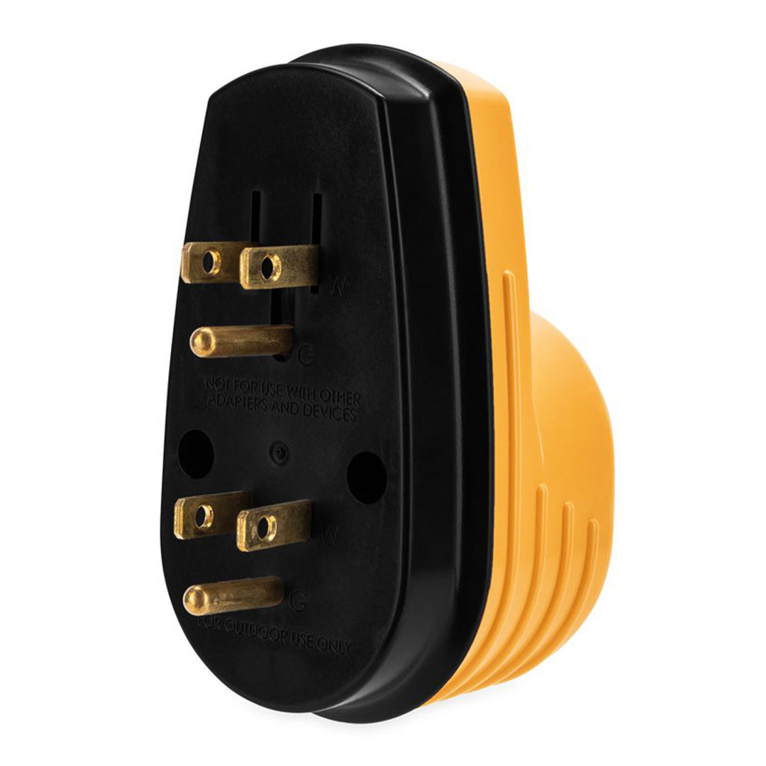 Camco 55225 Power Grip RV 125 Volt Two Plug 15 Amp to Single 30 Amp Adapter