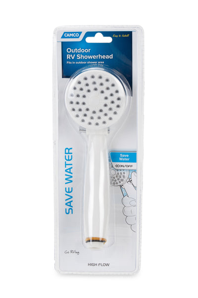 Camco 44023 Round Shower Head with On and Off Switch for RVs and Boats, White - VMInnovations
