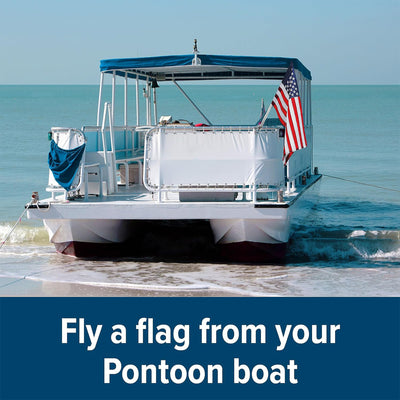 Camco Pontoon Boat Flagpole Mount with Screws & Mounted Hardware, Brushed Nickel