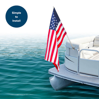 Camco Pontoon Boat Flagpole w/Screws & Mounted Hardware,Brushed Nickel(Open Box) - VMInnovations