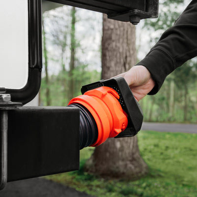 Camco 40310 Plastic Magnetic Vented RV Bumper Cap Set with Insect Screen, Black - VMInnovations