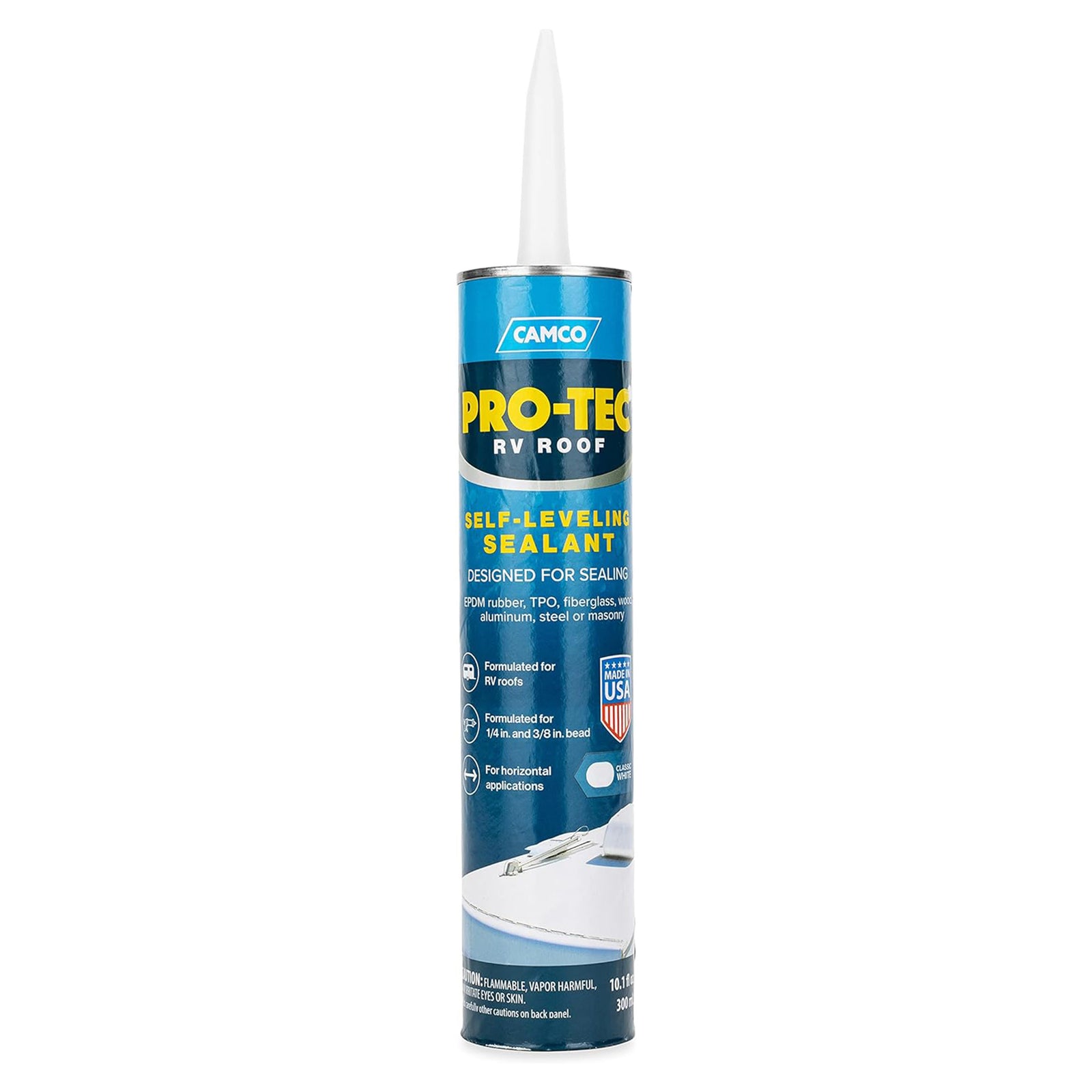 Camco Pro Tec RV Roof 10.1 Fluid Ounce Self Leveling Roof Edge and Vent Sealant - VMInnovations