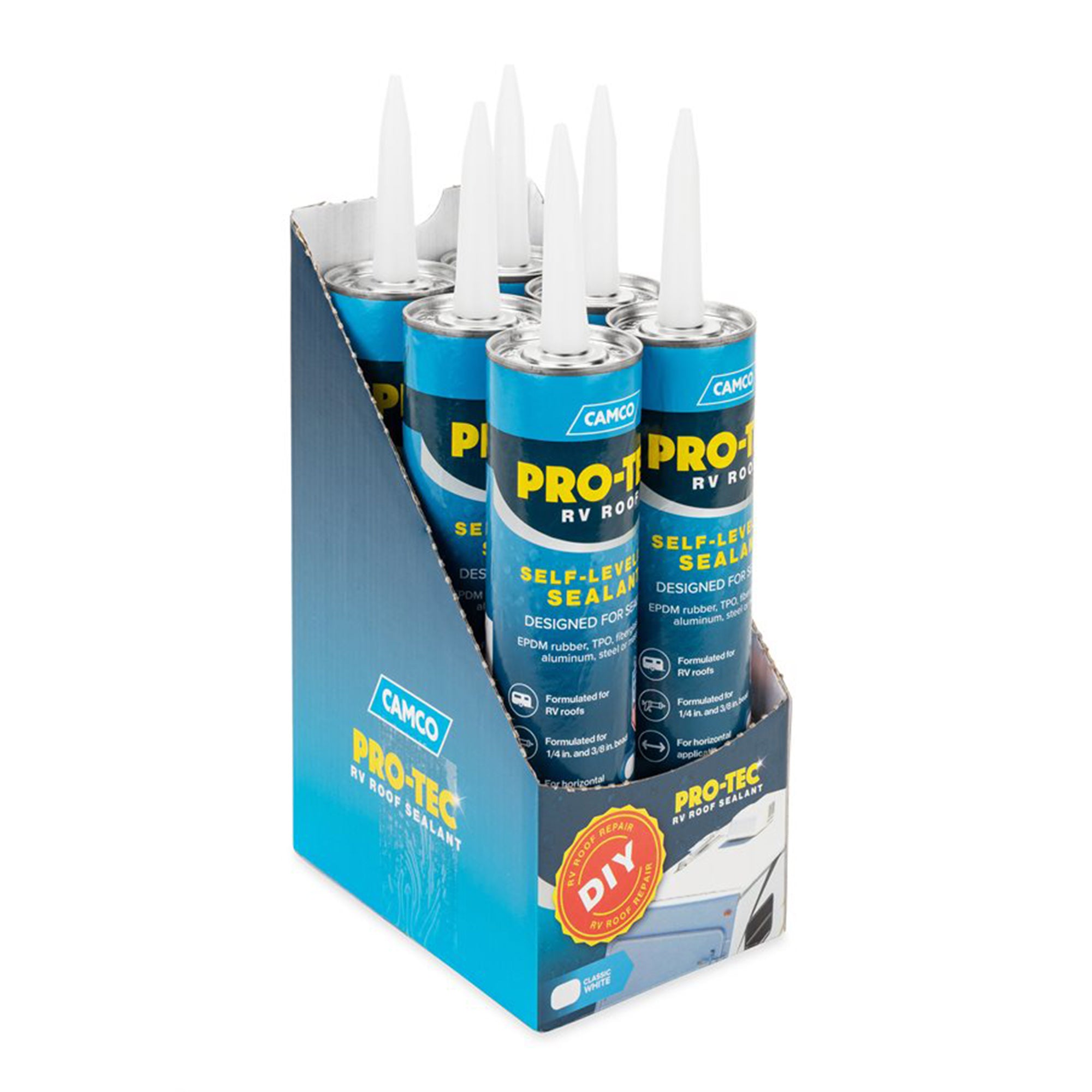 Camco Pro Tec RV Roof 10.1 Fluid Ounce Self Leveling Roof Edge and Vent Sealant - VMInnovations