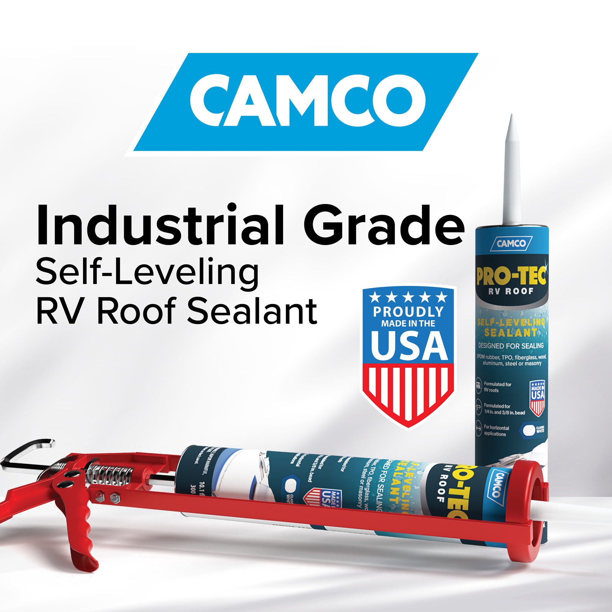 Camco Pro Tec RV Roof 10.1 Fluid Ounce Self Leveling Roof Edge and Vent Sealant - VMInnovations