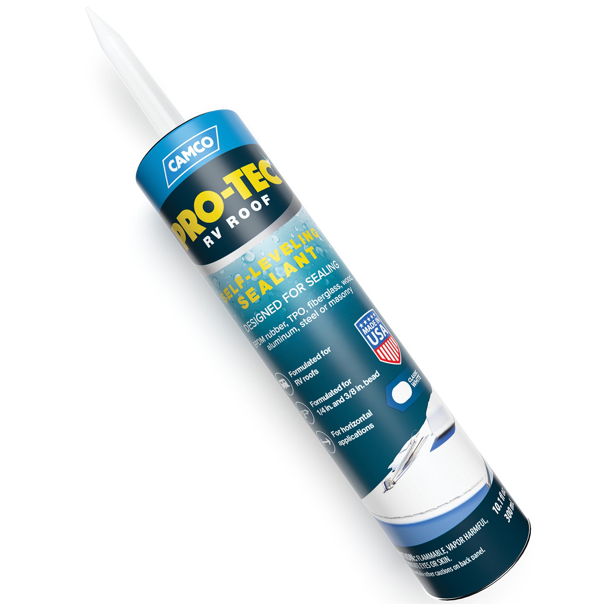 Camco Pro Tec RV Roof 10.1 Fluid Ounce Self Leveling Roof Edge and Vent Sealant - VMInnovations