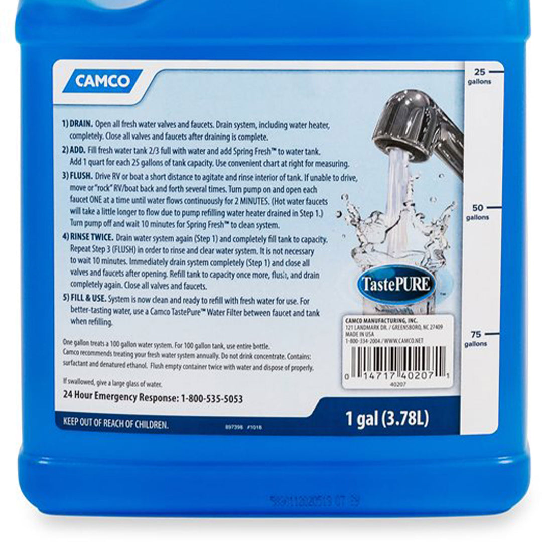 Camco TastePURE Spring Fresh 128 oz RV Water System Cleaner & Deodorizer, 2 Pack